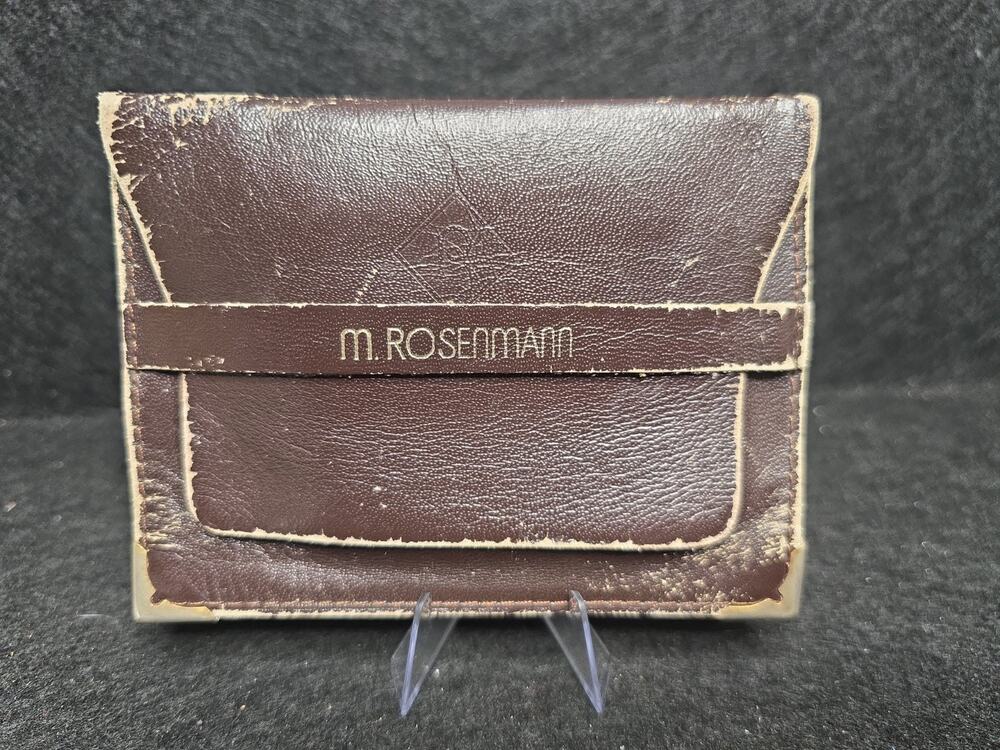 Vintage m. ROSENMANN Brown Leather Card Wallet Minimalist Case Retro